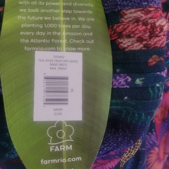 FARM RIO River Creatures Tiered Maxi Dress XS Boho Floral Ruffle Festival NWT - Picture 15 of 15